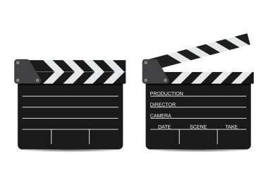 beyaz izole iki film clappers vektör çizim