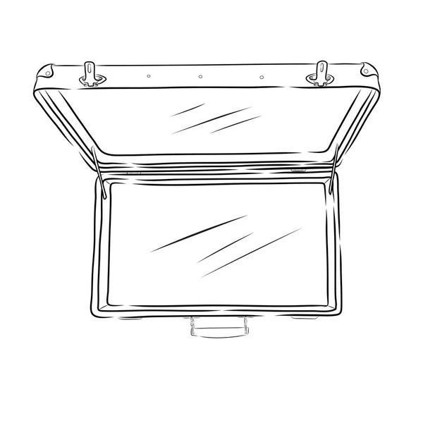 Векторный открытый и пустой винтажный чемодан по контурам — стоковый вектор