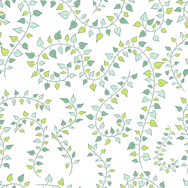 Vector seamless floral background with green clambering plants — Stock Vector