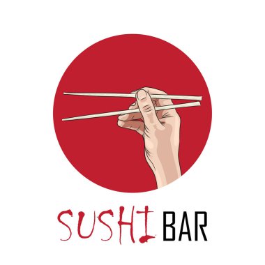 suşi yemek çubuğu tutan el