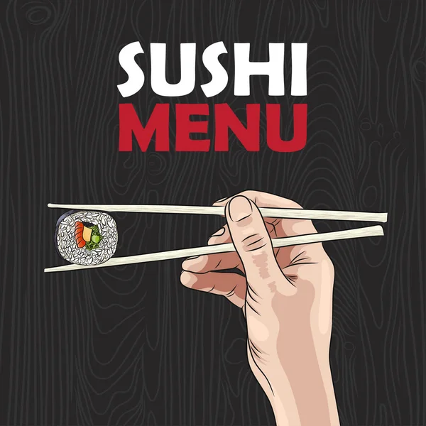 Mão segurando rolo de sushi —  Vetores de Stock