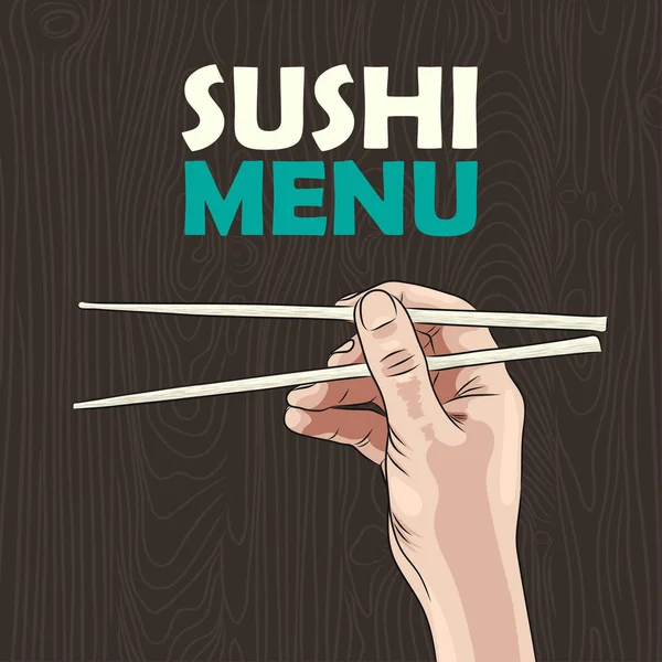 Hand hält Sushi-Essstäbchen — Stockvektor