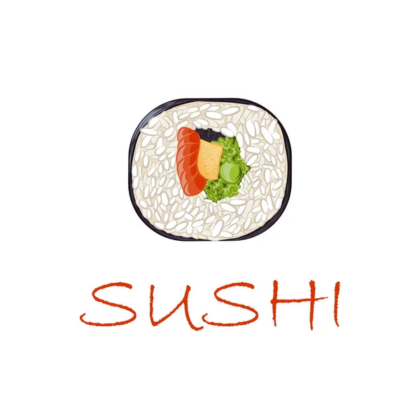Futomaki sushi roll containing salmon — Stock Vector