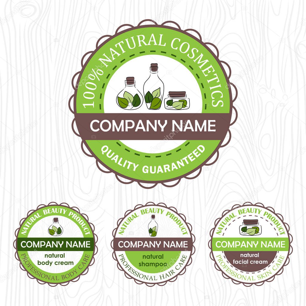 set of four natural cosmetics labels