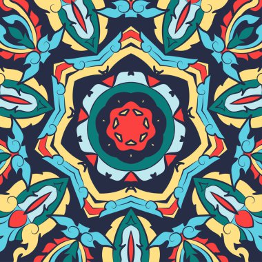 mandala elemanları ile renkli desen