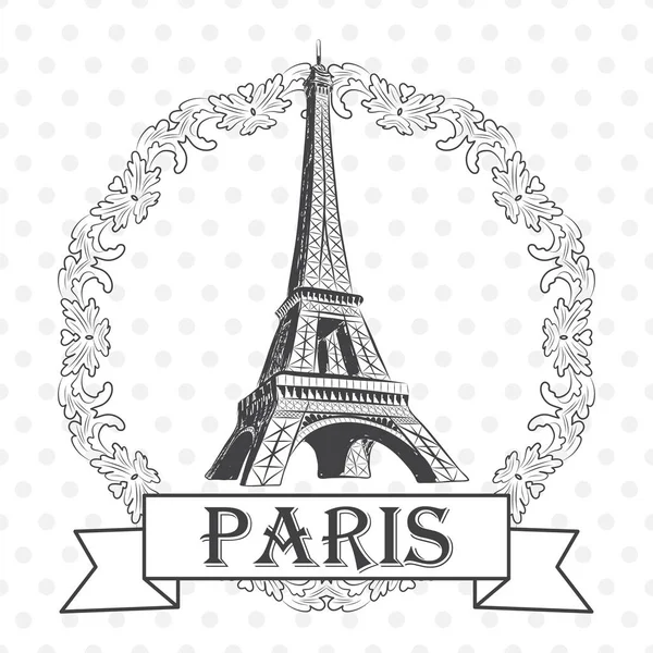 Eiffelova věž s popiskem Paříž — Stockový vektor