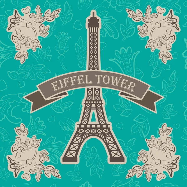 Eiffelova věž s květinové prvky — Stockový vektor