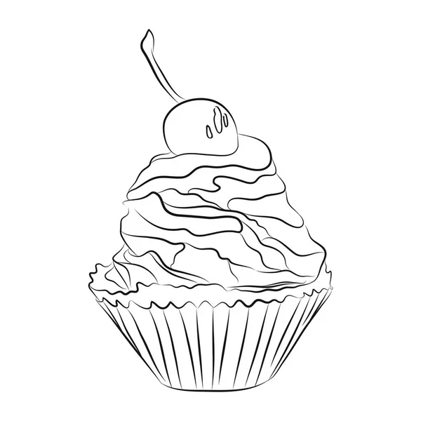 Cupcake met kers op bovenkant — Stockvector