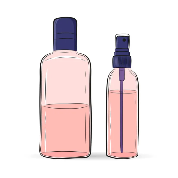 Håndtrukne flasker til kosmetikk – stockvektor
