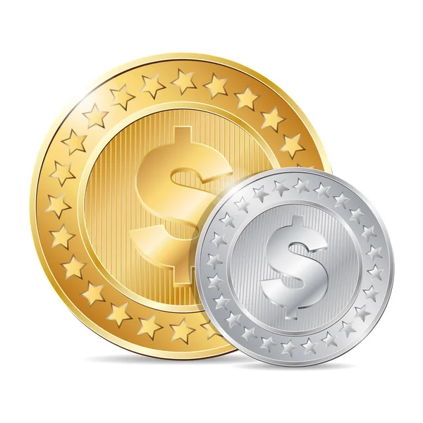 Gold- und Silbermünzen — Stockvektor