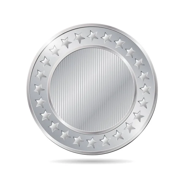 Moneda de plata en blanco — Vector de stock