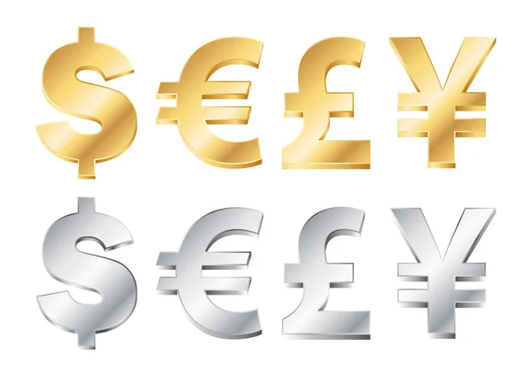 Čtyři znaky měny — Stockový vektor