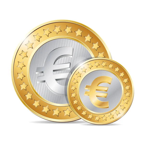 Duas moedas com sinal de euro — Vetor de Stock