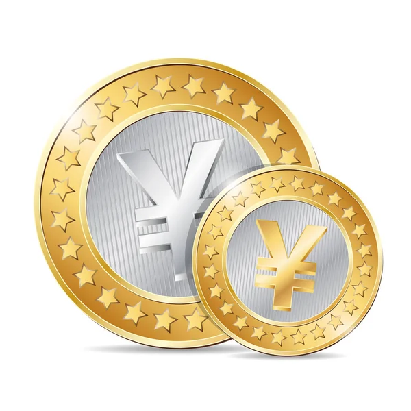 A jen szimbólumaként két érmék — Stock Vector