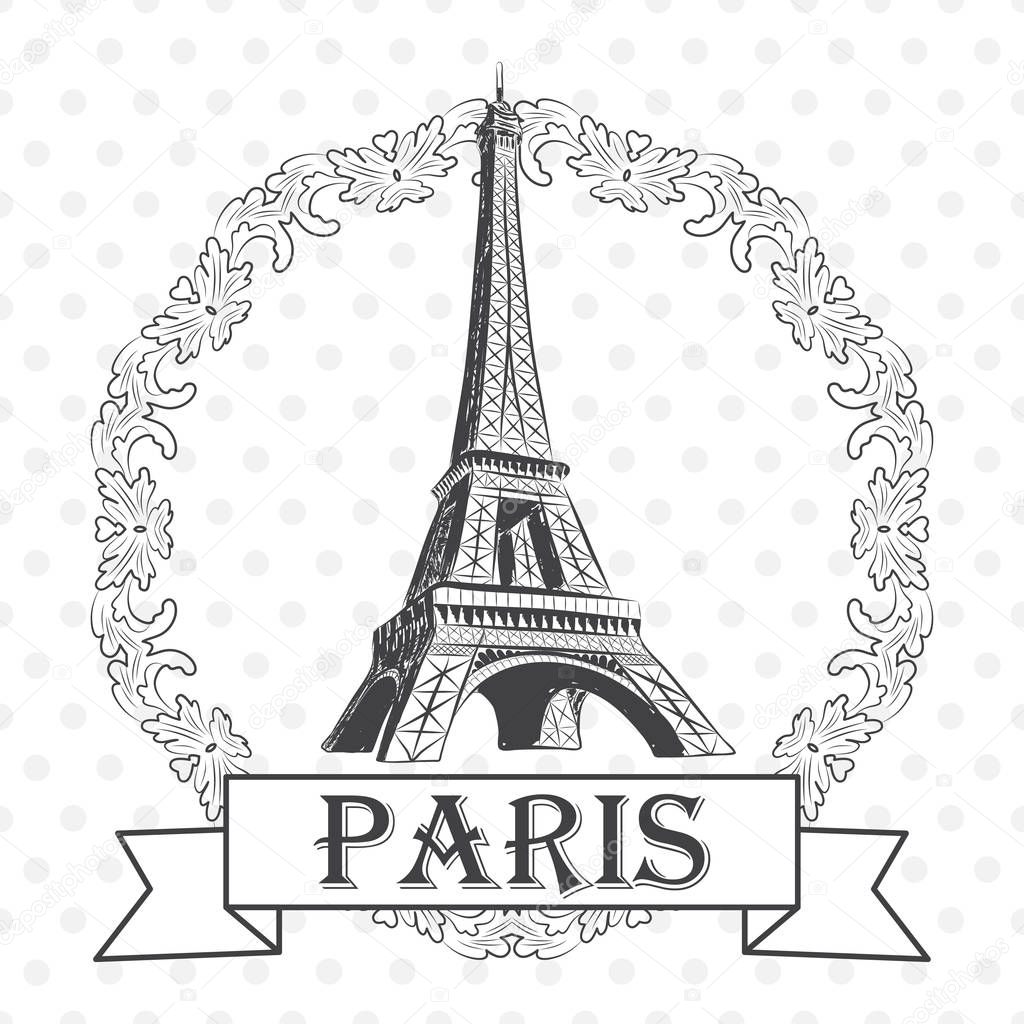 eiffel tower with label Paris