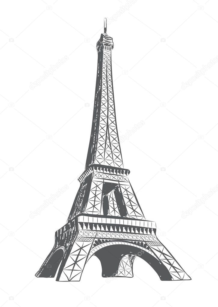 eiffel tower drawn in sketch style