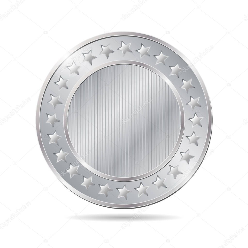 silver coin on white