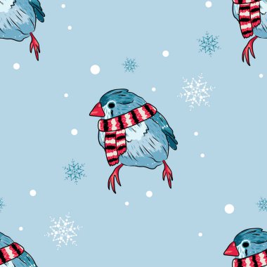 sevimli sıcak giyimli kuş