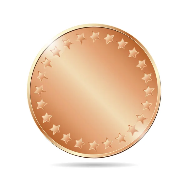 Moneda de bronce en blanco — Vector de stock