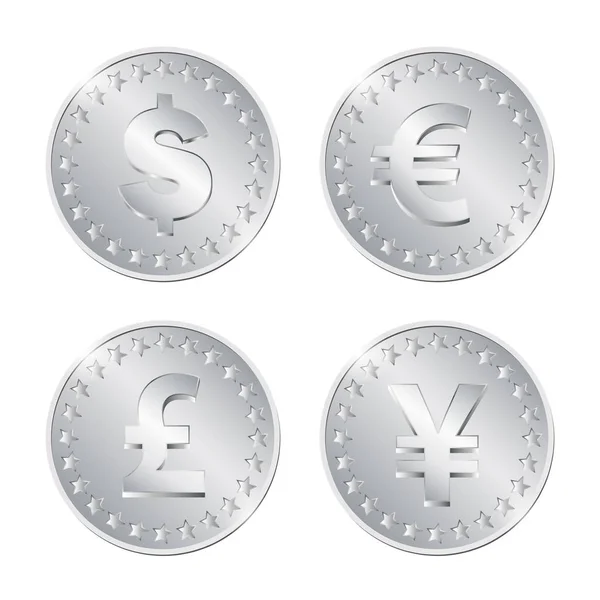 Quatro moedas de prata — Vetor de Stock