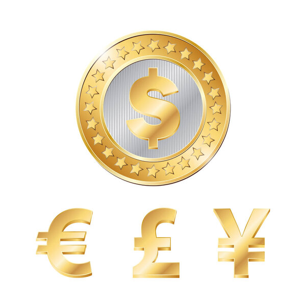 gold coin with dollar