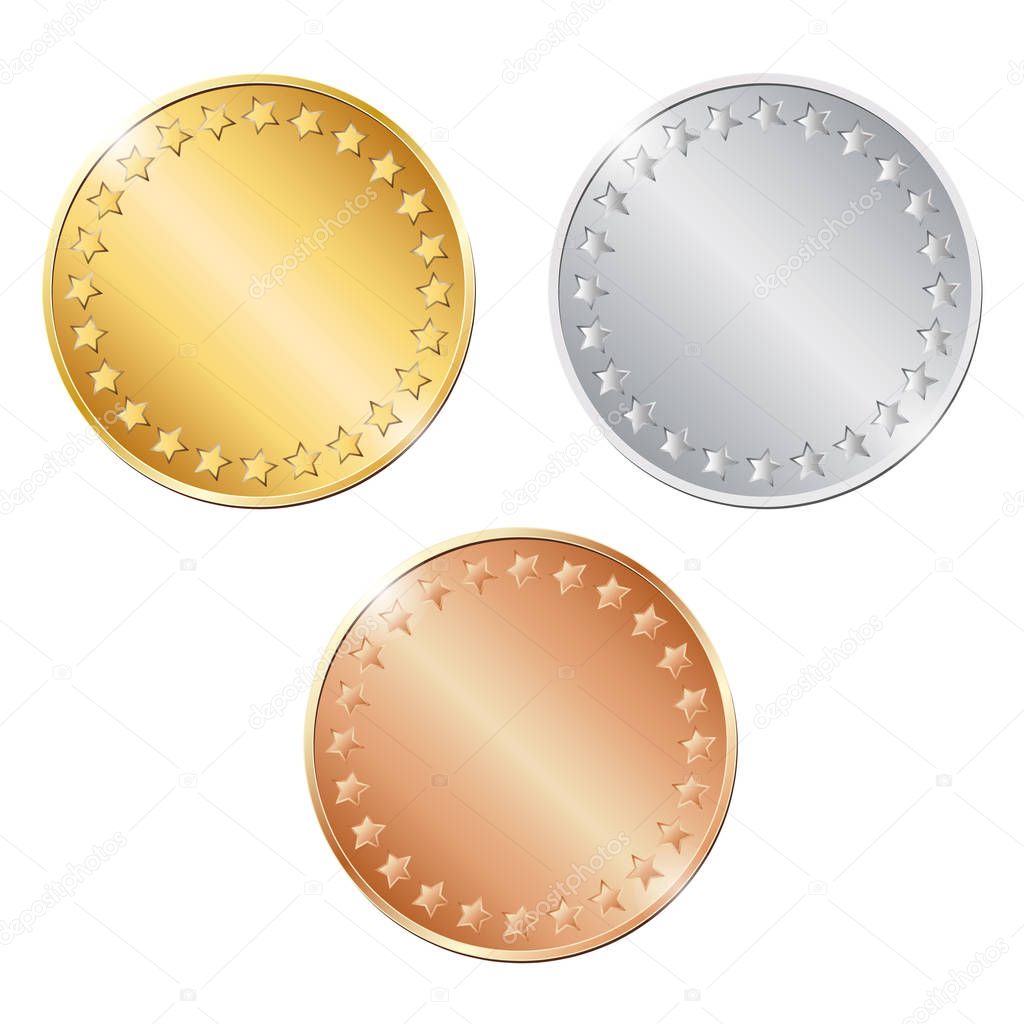 three blank coins