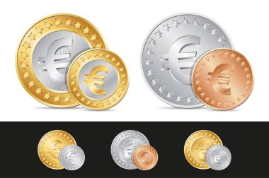 Altın, gümüş ve bronz euro coins
