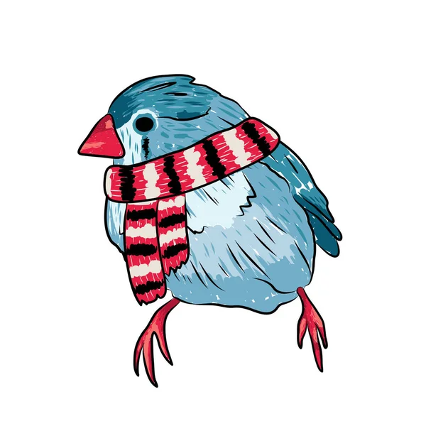 Птица тепло одета в зимний сезон — стоковый вектор