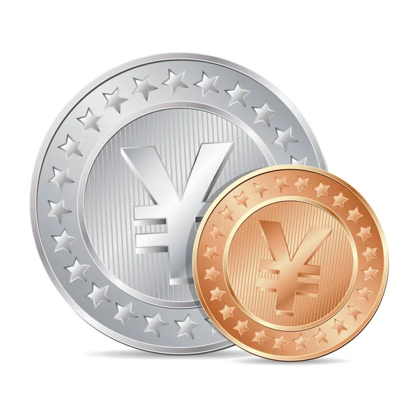 Δύο κέρματα με σύμβολο γιεν — Διανυσματικό Αρχείο