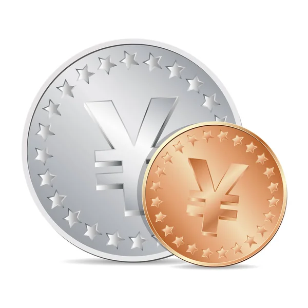 Dos monedas con signo de yen — Vector de stock