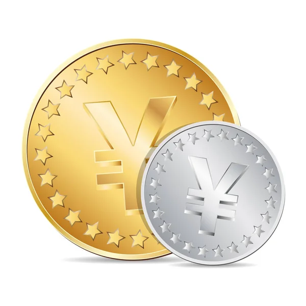 Two coins with yen sign — Stock Vector