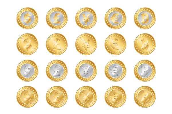 Gouden en zilveren munten — Stockvector