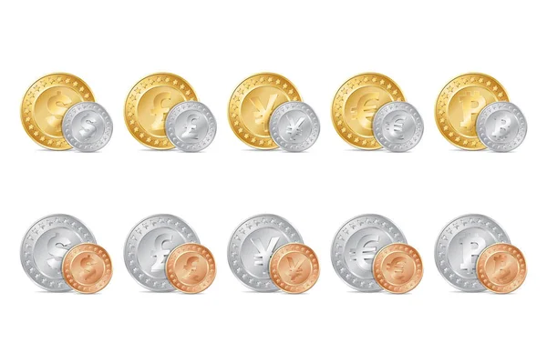 Pièces d'or, d'argent et de bronze — Image vectorielle