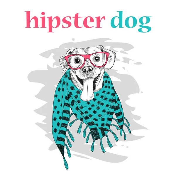 Hipster psa w okularach — Wektor stockowy