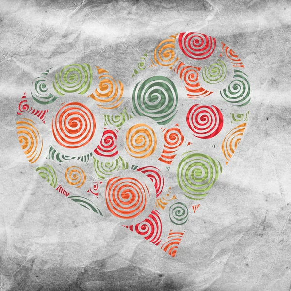 Doodle çizilmiş kalp — Stok fotoğraf