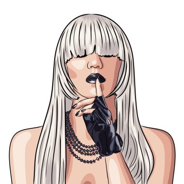 güzel kadın giyiyor Beyaz peruk