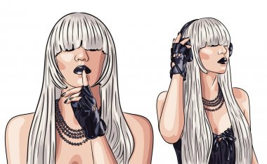 güzel kadınlar peruk giyiyor kümesi