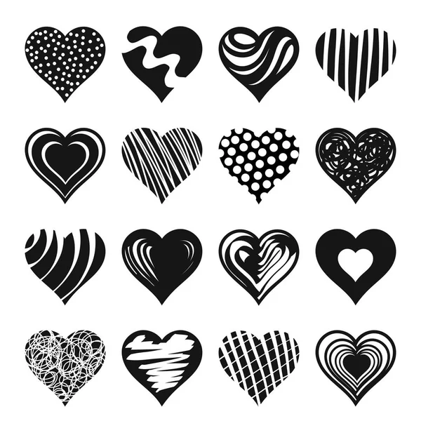 Vector εικονογράφηση της χειροποίητης doodle καρδιές — Διανυσματικό Αρχείο