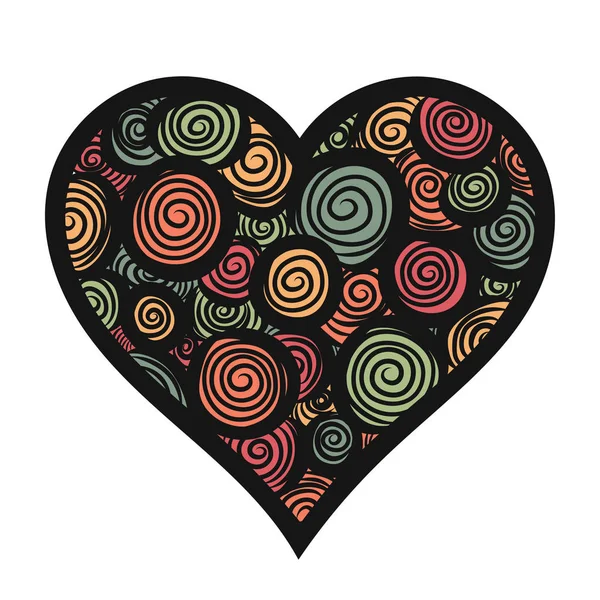 Doodle çizilmiş kalp resmi — Stok Vektör