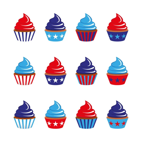 Set van 12 cupcakes — Stockvector