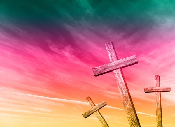 Old wooden crosses — Stock Photo, Image