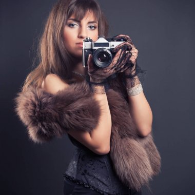 güzel genç retro kadın