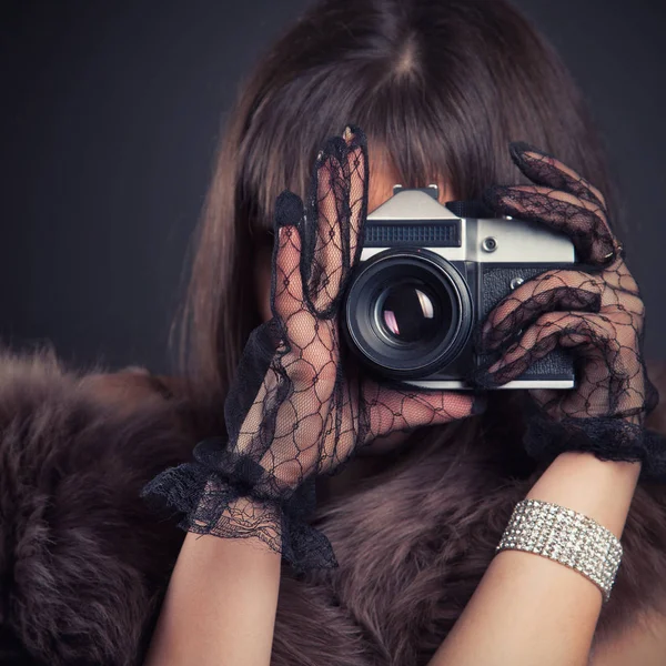 güzel genç retro kadın