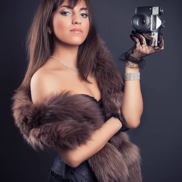 güzel genç retro kadın