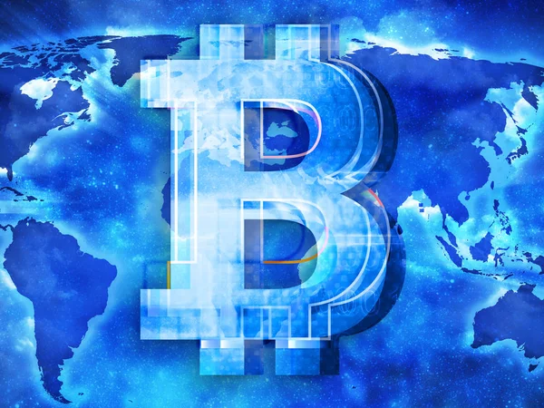 Bitcoin su sfondo astratto — Foto Stock