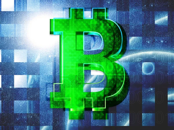 Bitcoin auf abstraktem Hintergrund — Stockfoto