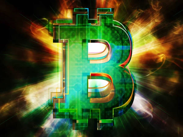 Bitcoin auf abstraktem Hintergrund — Stockfoto