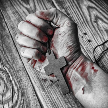 Elinde arka plan üzerinde çapraz