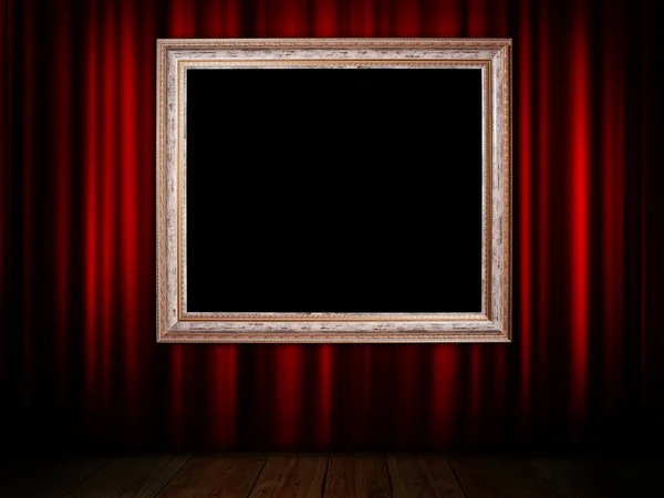 Rode gordijn met frame — Stockfoto