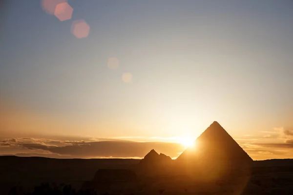 Egypt Káhira Giza Celkový Pohled Pyramidy — Stock fotografie